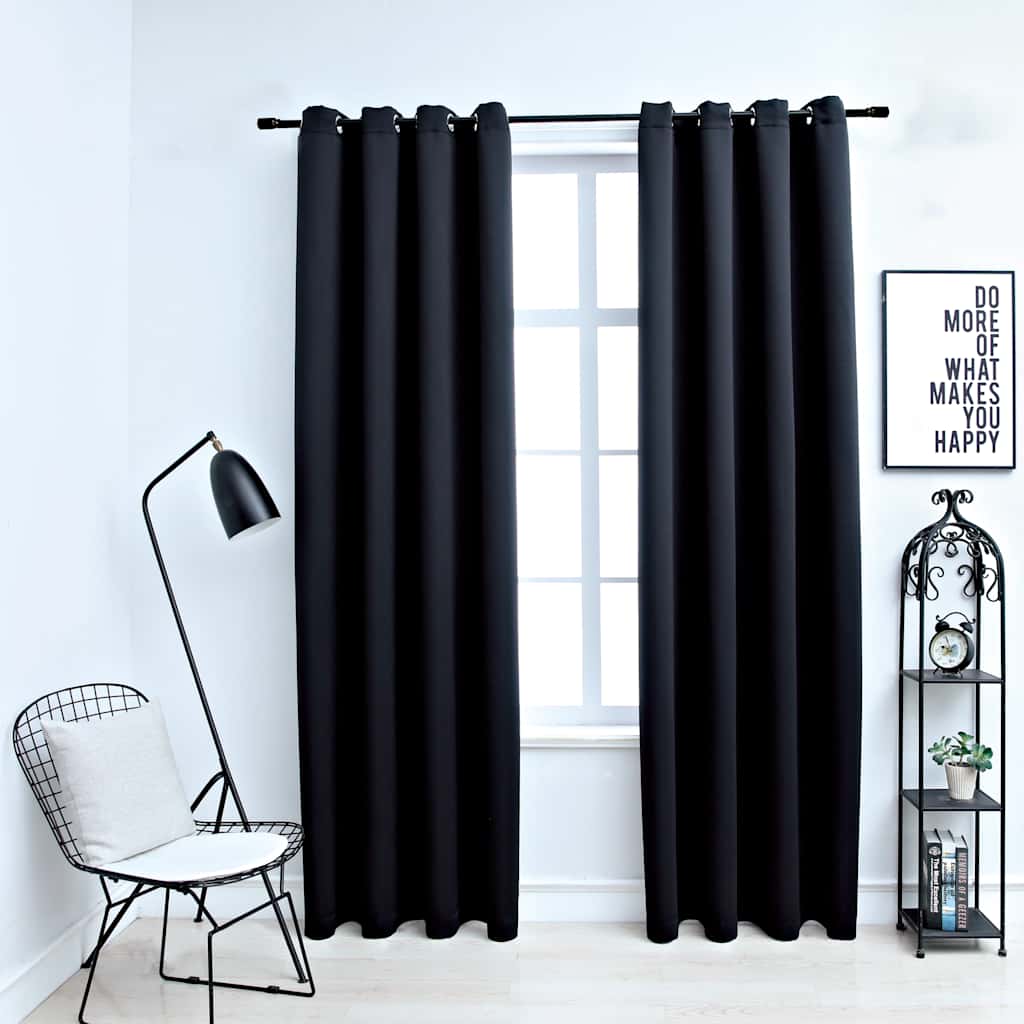 vidaXL Blackout Curtains with Metal Eyelets 2 pcs. Black 140x245 cm