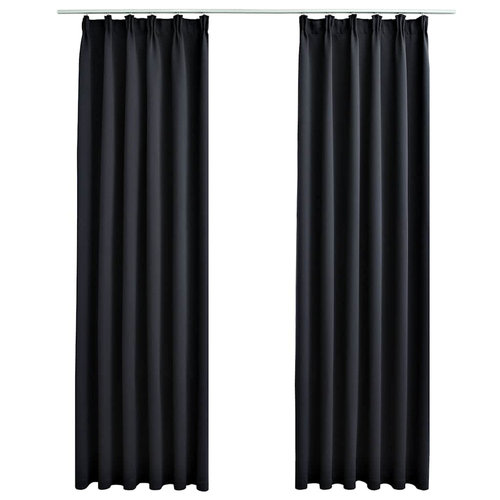 vidaXL Blackout Curtains with Hooks 2 pcs. Black 140x225cm