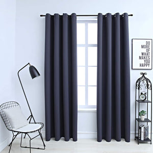 vidaXL Blackout Curtains with Eyelets 2 pcs Anthracite 140x225cm
