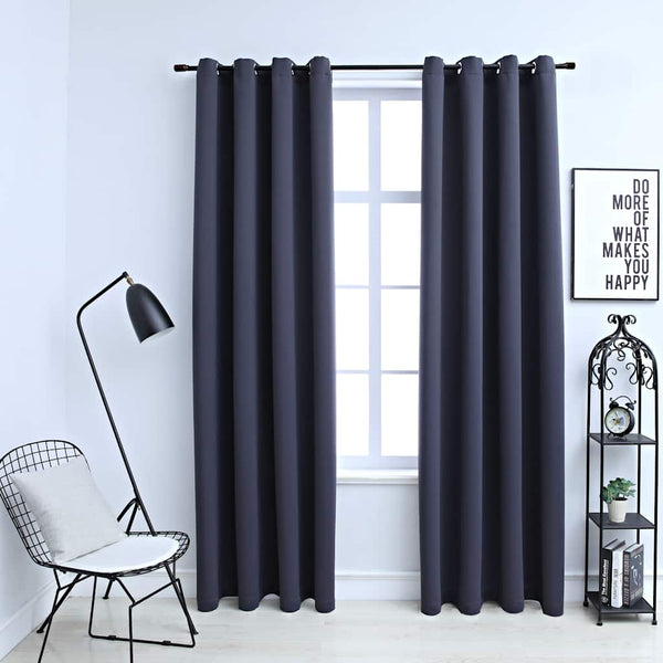 vidaXL Blackout Curtains with Metal Eyelets 2 pcs Anthracite 140x245cm
