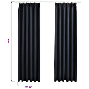 vidaXL Blackout Curtains with Hooks 2 pcs. Anthracite 140x175cm