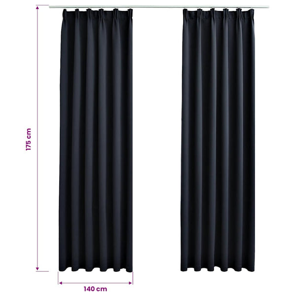 vidaXL Blackout Curtains with Hooks 2 pcs. Anthracite 140x175cm
