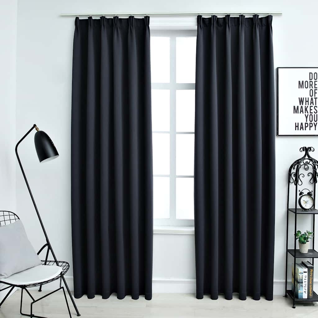 vidaXL Blackout Curtains with Hooks 2 pcs. Anthracite 140x175cm