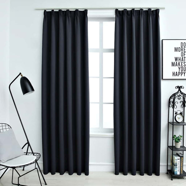 vidaXL Blackout Curtains with Hooks 2 pcs. Anthracite 140x175cm