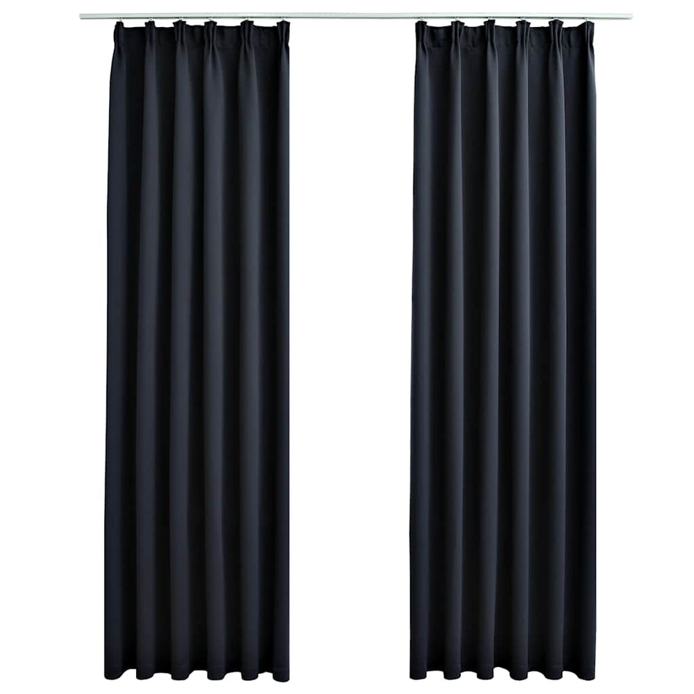 vidaXL Blackout Curtains with Hooks 2 pcs. Anthracite 140x225cm