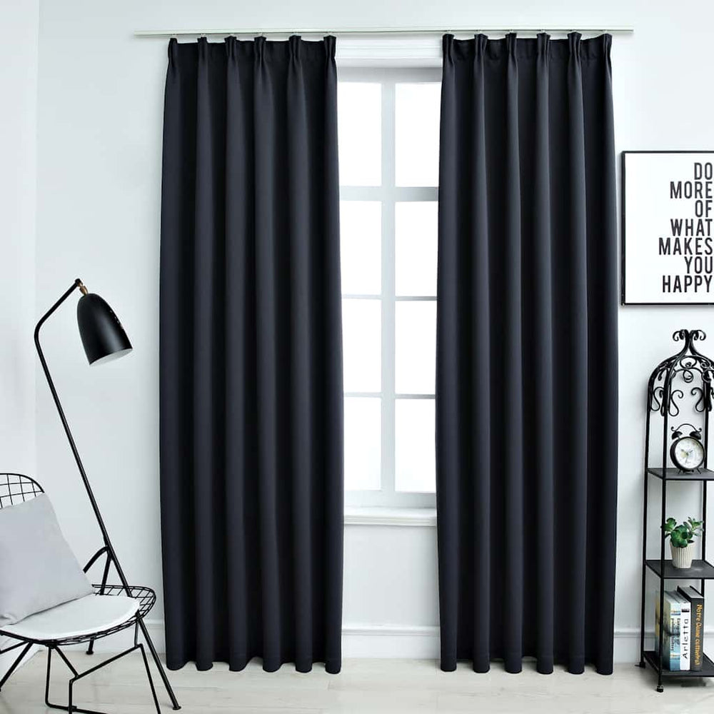 vidaXL Blackout Curtains with Hooks 2 pcs. Anthracite 140x225cm
