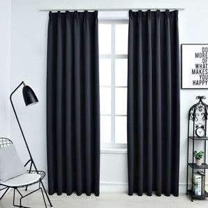 vidaXL Blackout Curtains with Hooks 2 pcs. Anthracite 140x225cm