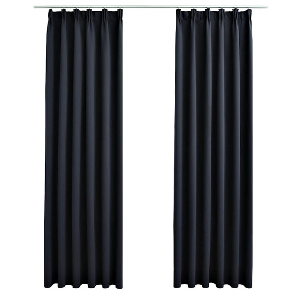 vidaXL Blackout Curtains with Hooks 2 pcs. Anthracite 140x245cm