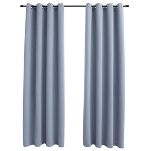 vidaXL Blackout Curtains with Metal Eyelets 2 pcs. Grey 140x175 cm