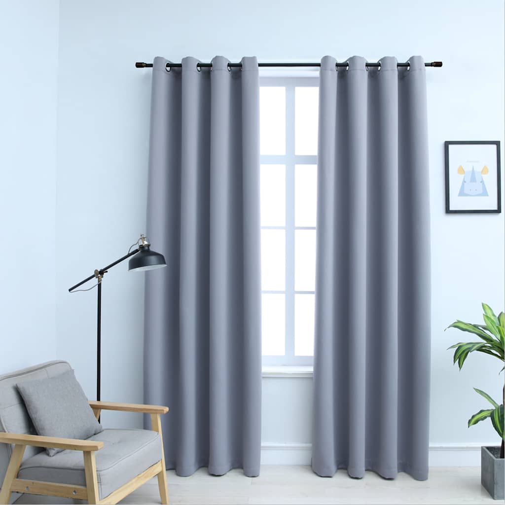 vidaXL Blackout Curtains with Metal Eyelets 2 pcs. Grey 140x245cm