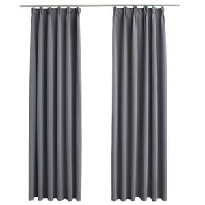 vidaXL Blackout Curtains with Hooks 2 pcs. Grey 140x225cm
