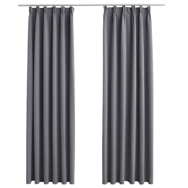 vidaXL Blackout Curtains with Hooks 2 pcs. Grey 140x245cm