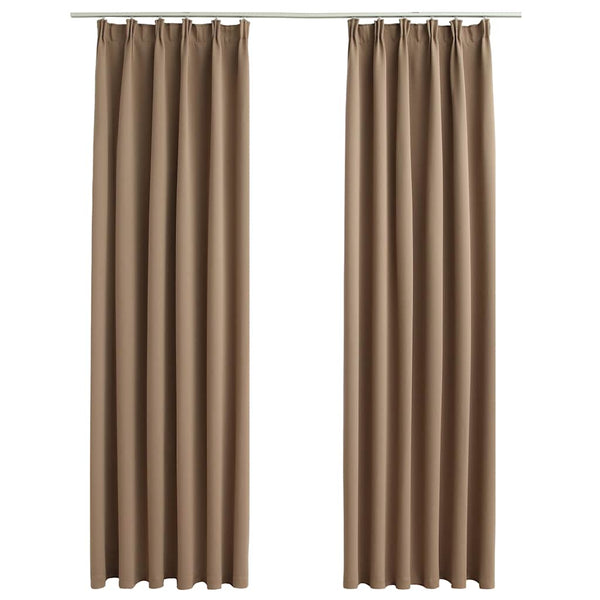 vidaXL Blackout Curtains with Hooks 2 pcs Taupe 140x175cm