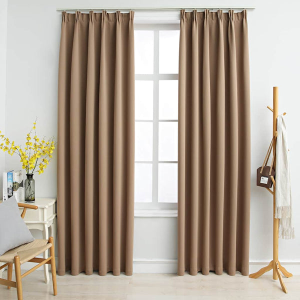vidaXL Blackout Curtains with Hooks 2 pcs Taupe 140x175cm