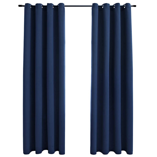 vidaXL Blackout Curtains with Metal Eyelets 2 pcs. Blue 140x225cm