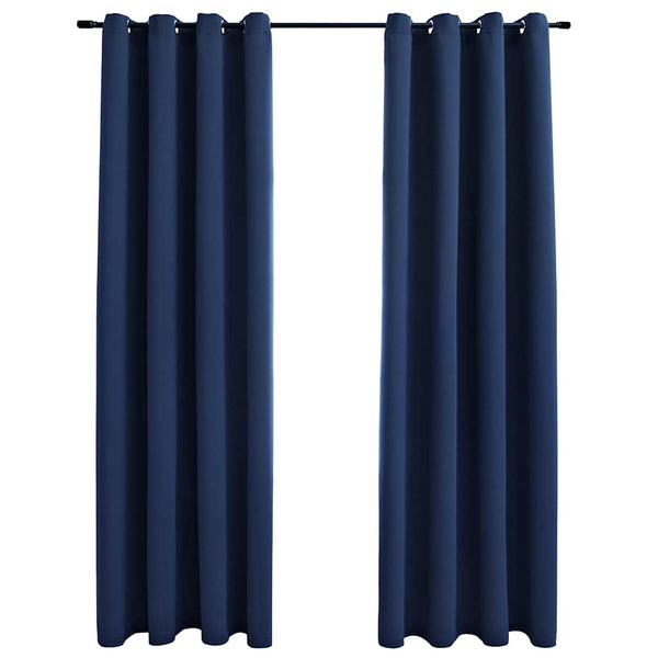 vidaXL Blackout Curtains with Eyelets 2 pcs Blue 140x245 cm
