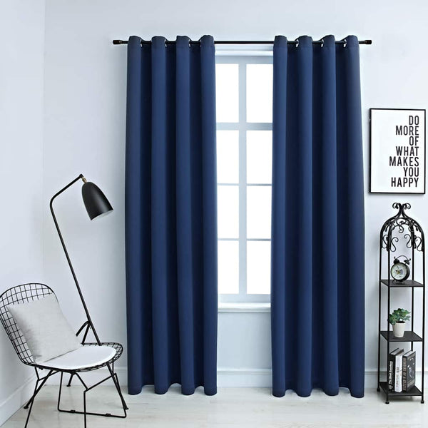 vidaXL Blackout Curtains with Eyelets 2 pcs Blue 140x245 cm
