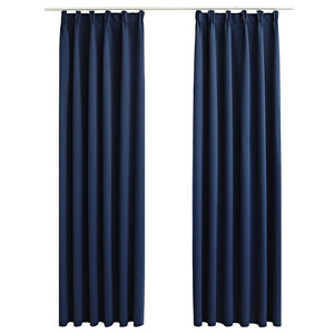 vidaXL Blackout Curtains with Hooks 2 pcs Blue 140x175cm