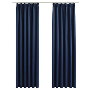 vidaXL Blackout Curtains with Hooks 2 pcs Blue 140x225cm