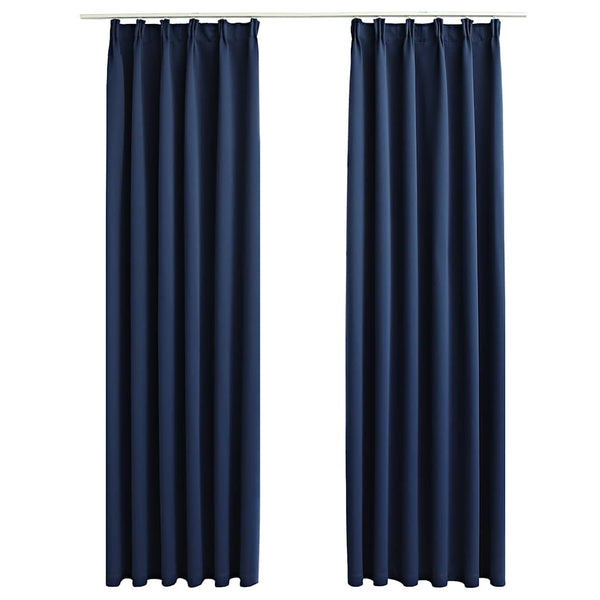 vidaXL Blackout Curtains with Hooks 2 pcs Blue 140x225cm