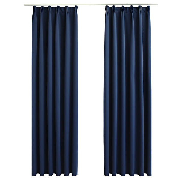 vidaXL Blackout Curtains with Hooks 2 pcs Blue 140x245cm