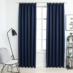 vidaXL Blackout Curtains with Hooks 2 pcs Blue 140x245cm