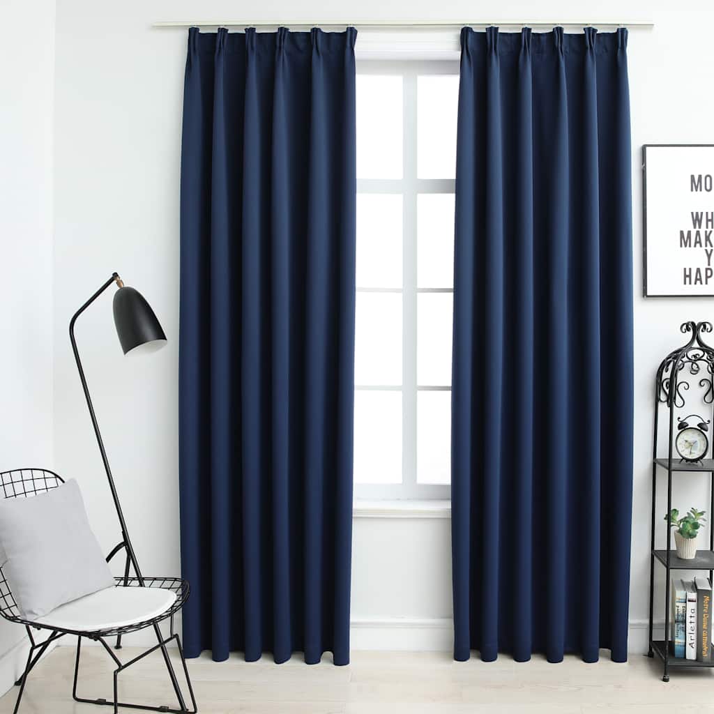 vidaXL Blackout Curtains with Hooks 2 pcs Blue 140x245cm