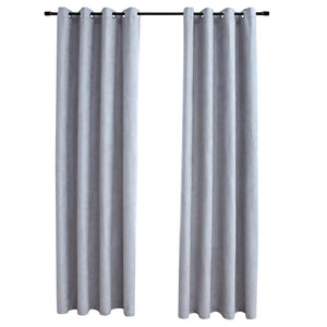 vidaXL Blackout Curtains with Metal Eyelets 2 pcs. Grey 140x175 cm