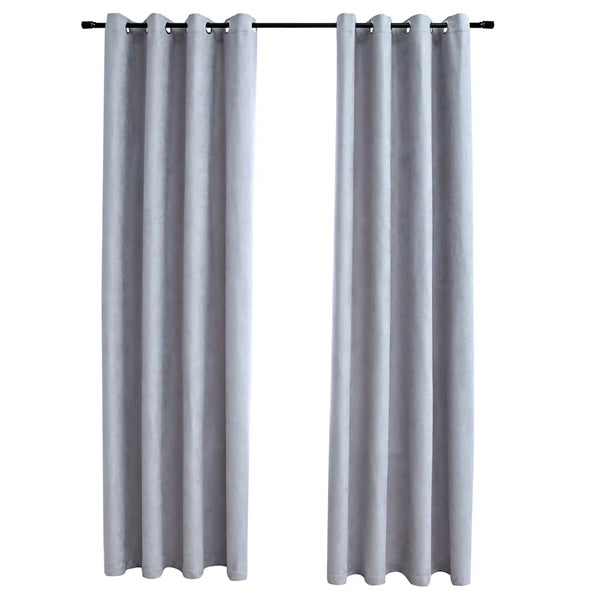vidaXL Blackout Curtains with Metal Eyelets 2 pcs. Grey 140x175 cm