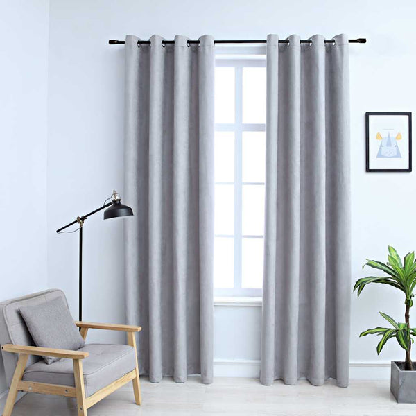 vidaXL Blackout Curtains with Metal Eyelets 2 pcs. Grey 140x175 cm