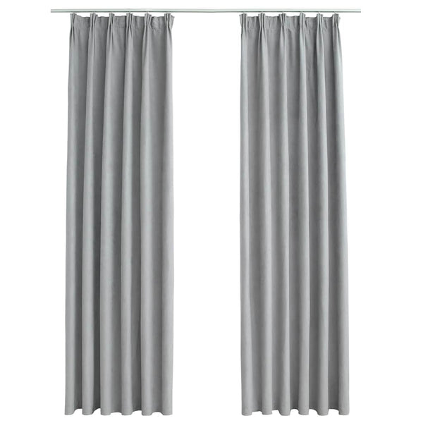 vidaXL Blackout Curtains with Hooks 2 pcs. Grey 140x245 cm
