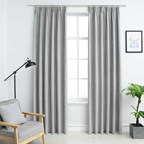 vidaXL Blackout Curtains with Hooks 2 pcs. Grey 140x245 cm