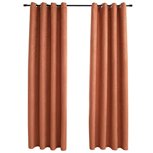 vidaXL Blackout Curtains with Metal Eyelets 2 pcs. Rust Brown 140x175 cm
