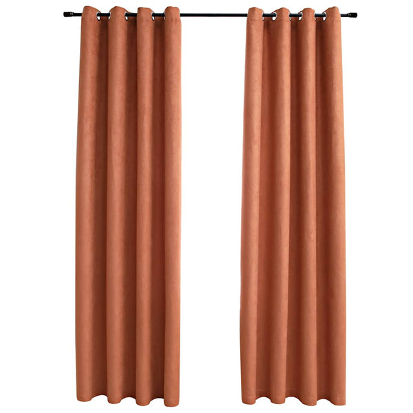 vidaXL Blackout Curtains with Metal Eyelets 2 pcs. Rust Brown 140x175 cm