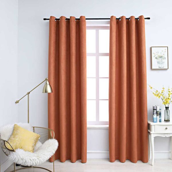 vidaXL Blackout Curtains with Metal Eyelets 2 pcs. Rust Brown 140x175 cm