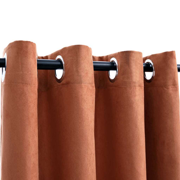 vidaXL Blackout Curtains with Metal Eyelets 2 pcs Rust Brown 140x225cm