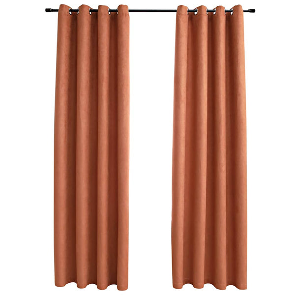 vidaXL Blackout Curtains with Eyelets 2 pcs. Rust Brown 140x245 cm