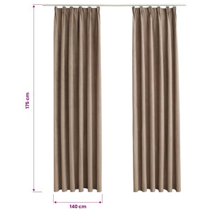 vidaXL Blackout Curtains with Hooks 2 pcs Taupe 140x175 cm