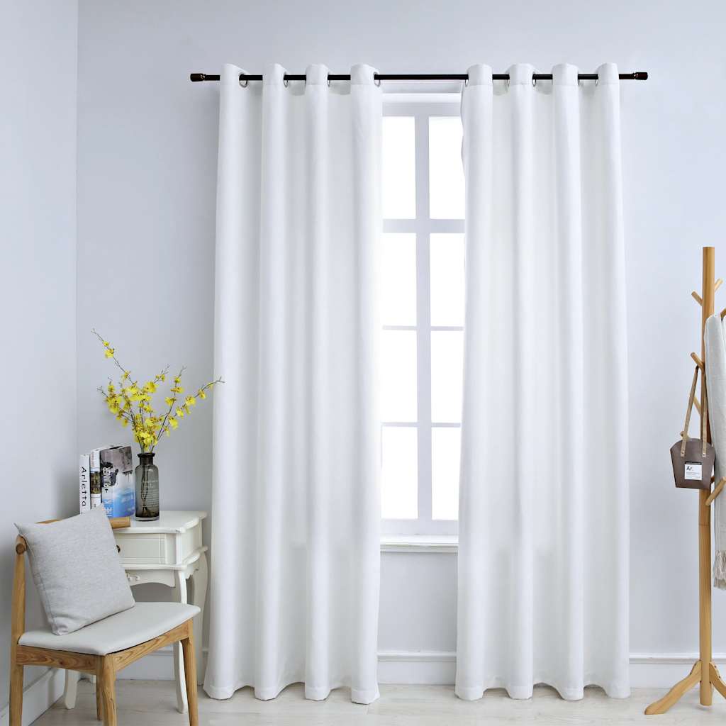 vidaXL Blackout Curtains with Metal Eyelets 2 pcs. Grey-White 140x225 cm