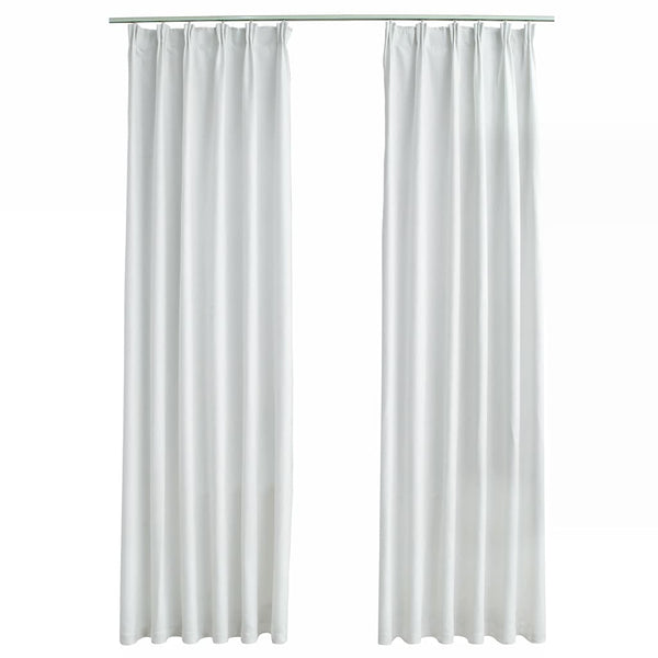 vidaXL Blackout Curtains with Hooks 2 pcs. Grey White 140x245 cm