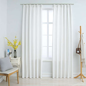 vidaXL Blackout Curtains with Hooks 2 pcs. Grey White 140x245 cm