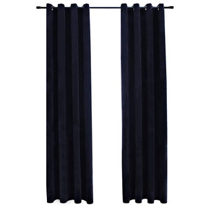 vidaXL Black Velvet Blackout Curtains with Eyelets 2 pcs 140x175 cm