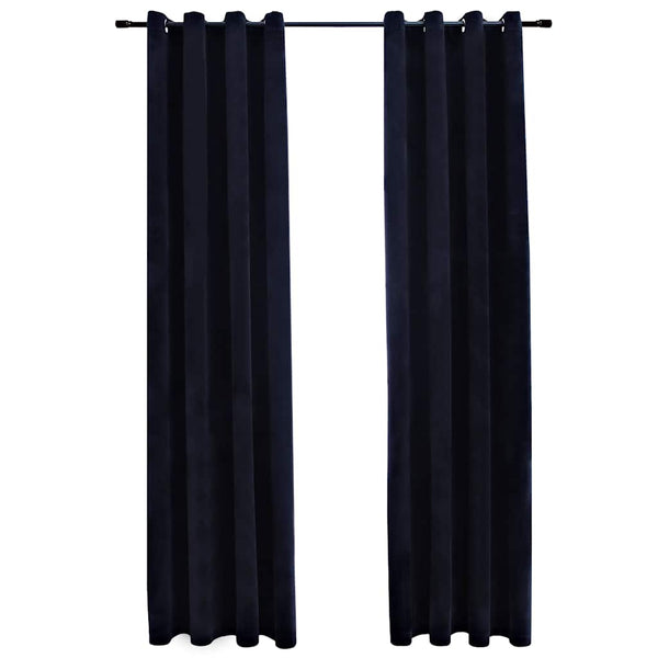 vidaXL Black Velvet Blackout Curtains with Eyelets 2 pcs 140x175 cm