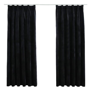 vidaXL Black Velvet Blackout Curtains with Hooks 2 pcs. 140x175 cm