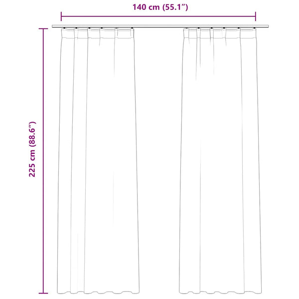 vidaXL Black Velvet Blackout Curtains with Hooks 2 pcs 140x225 cm