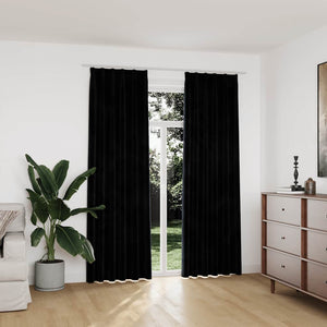 vidaXL Black Velvet Blackout Curtains with Hooks 2 pcs 140x225 cm