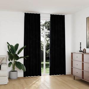 vidaXL Black Velvet Blackout Curtains with Hooks 2 pcs 140x245 cm