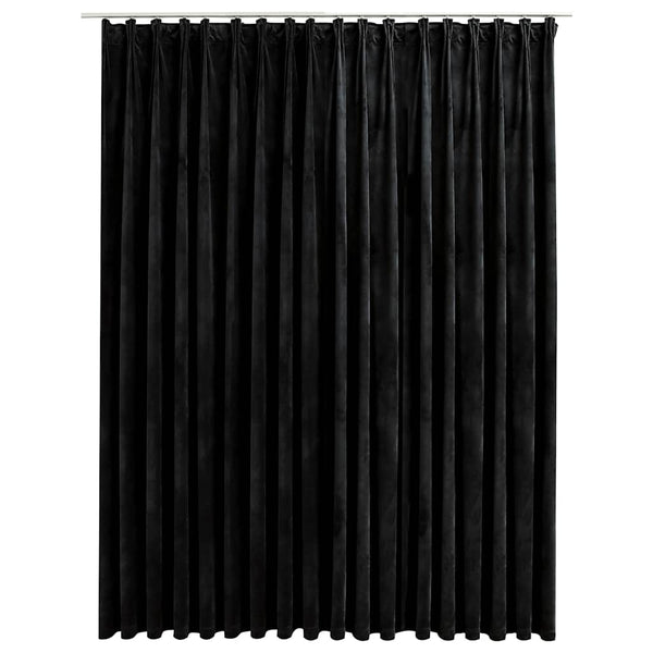 vidaXL Black Velvet Blackout Curtain with Hooks 290 x 245 cm