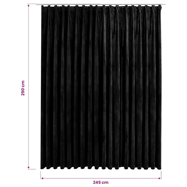 vidaXL Black Velvet Blackout Curtain with Hooks 290 x 245 cm