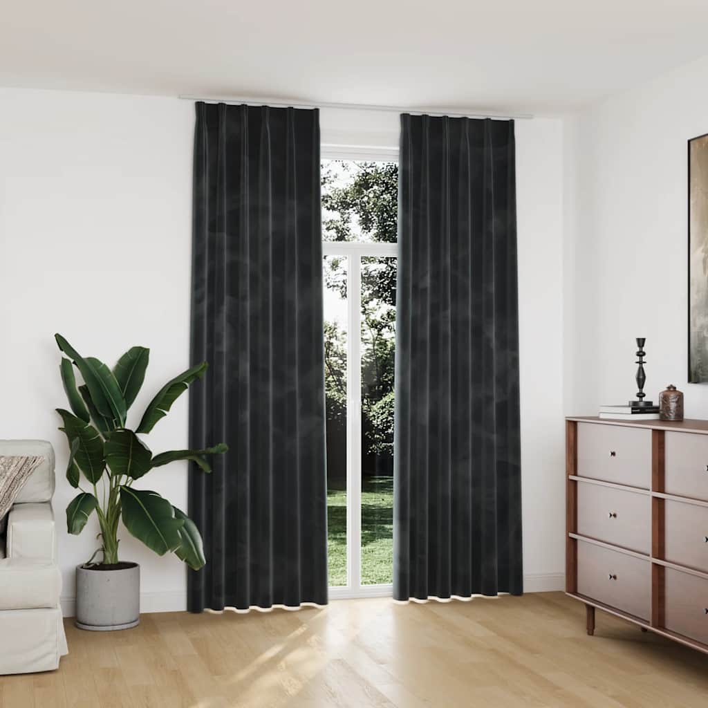 vidaXL Blackout Curtains with Hooks 2 pcs. Velvet Anthracite 140x245cm